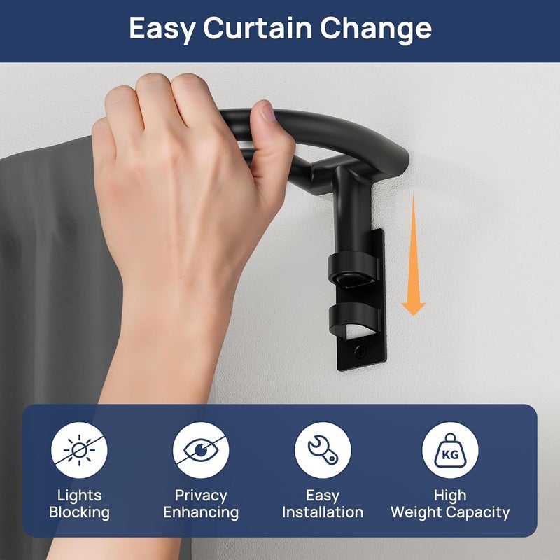 ENJOYBASICS Double Curtain Rod，Blackout Wrap-Around Curtain Rods for Windows 28 to 48 Inch，Adjustable from 32 to 57 Inch for Room Darkening Curtains, Matte Black - Image 3